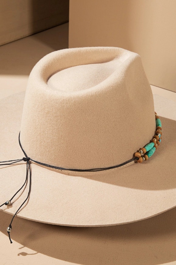 Hatband With Stone And Wooden Beads
