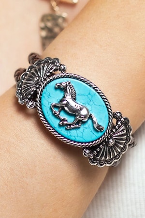 Navajo Western Horse Cuff Bracelet