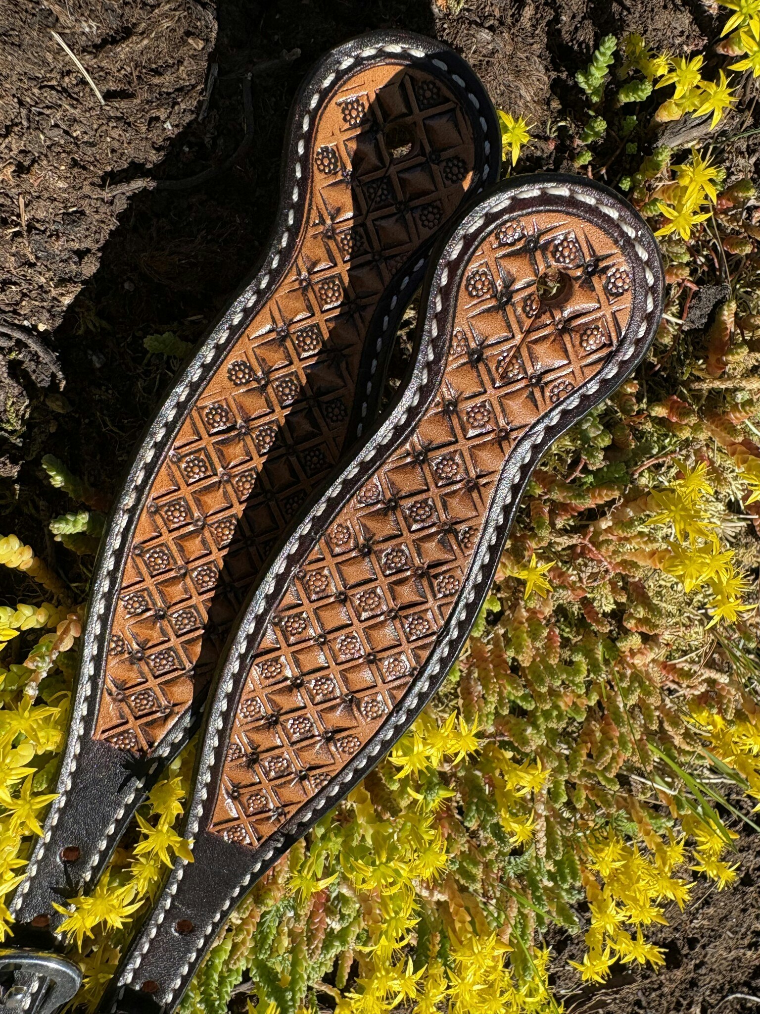 Weaver Floret Tooled Spur Straps