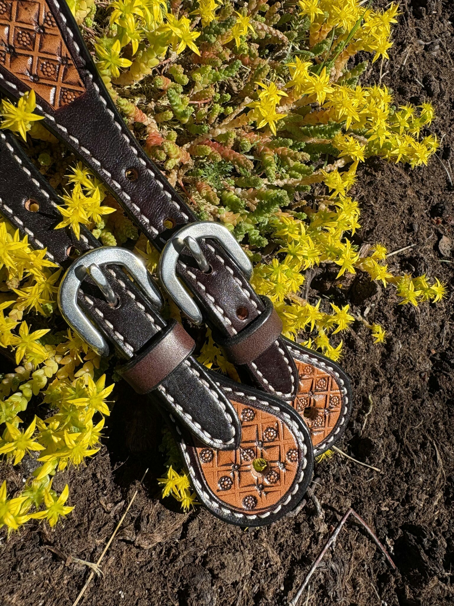 Weaver Floret Tooled Spur Straps