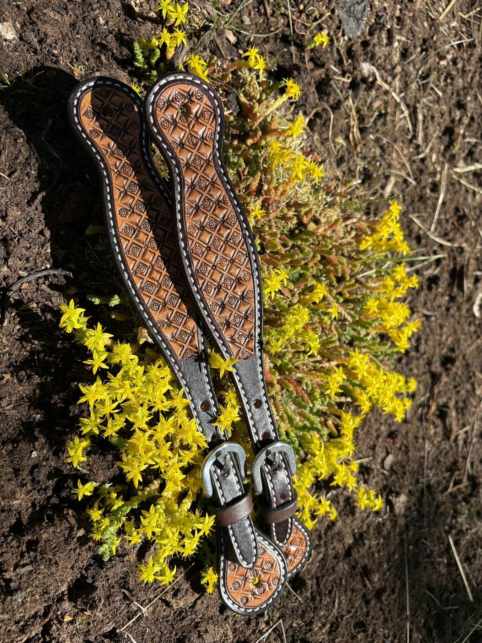 Weaver Floret Tooled Spur Straps