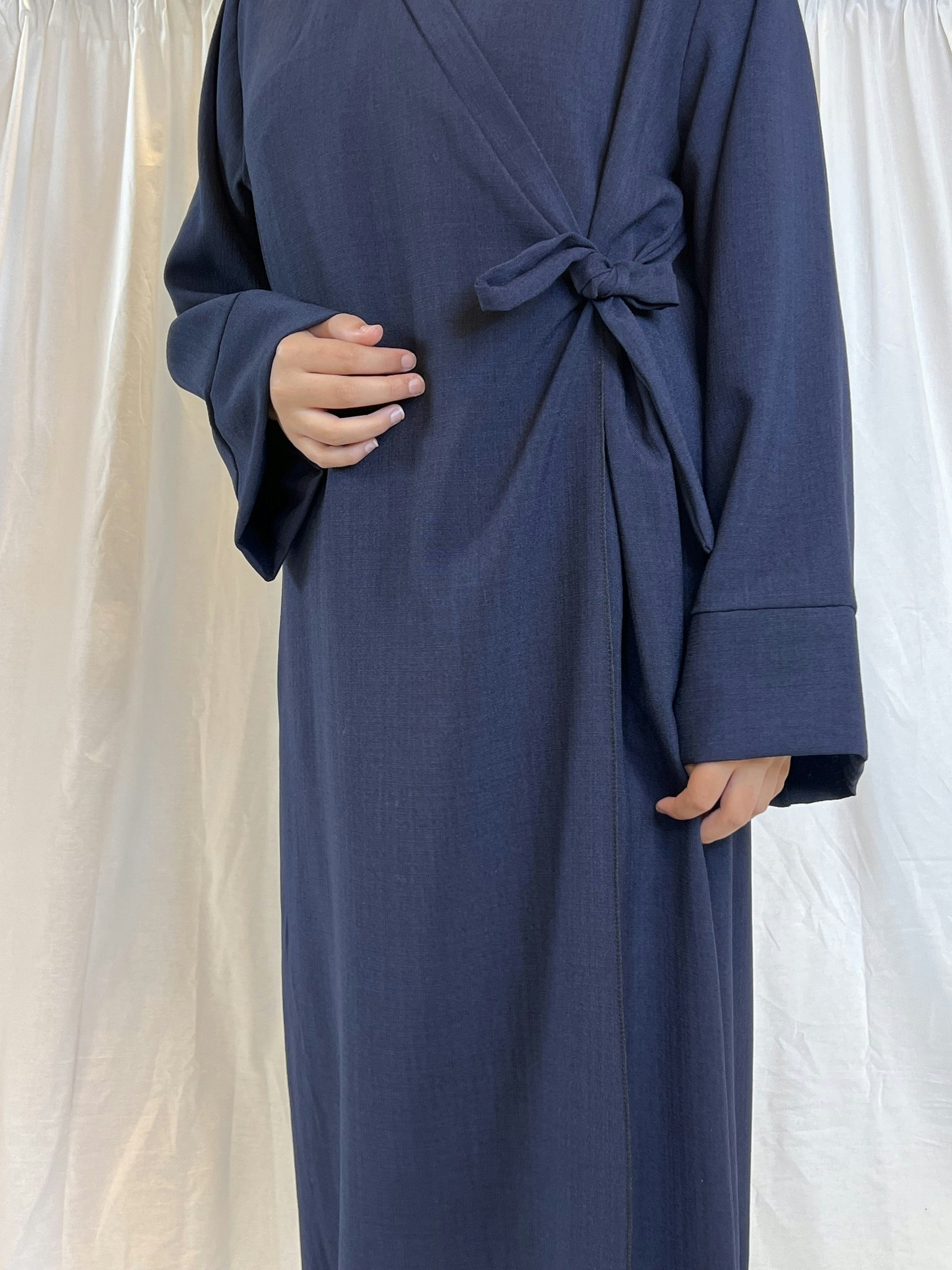 Navy side wrap abaya