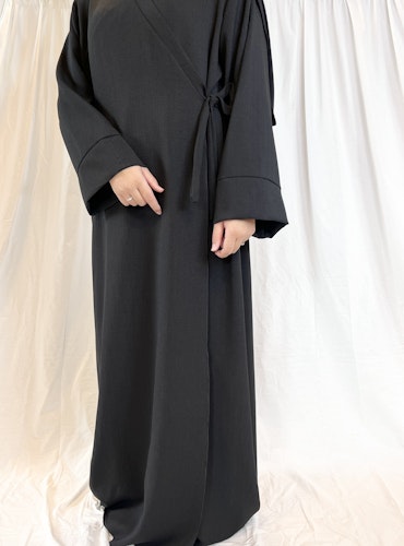 Black side wrap abaya