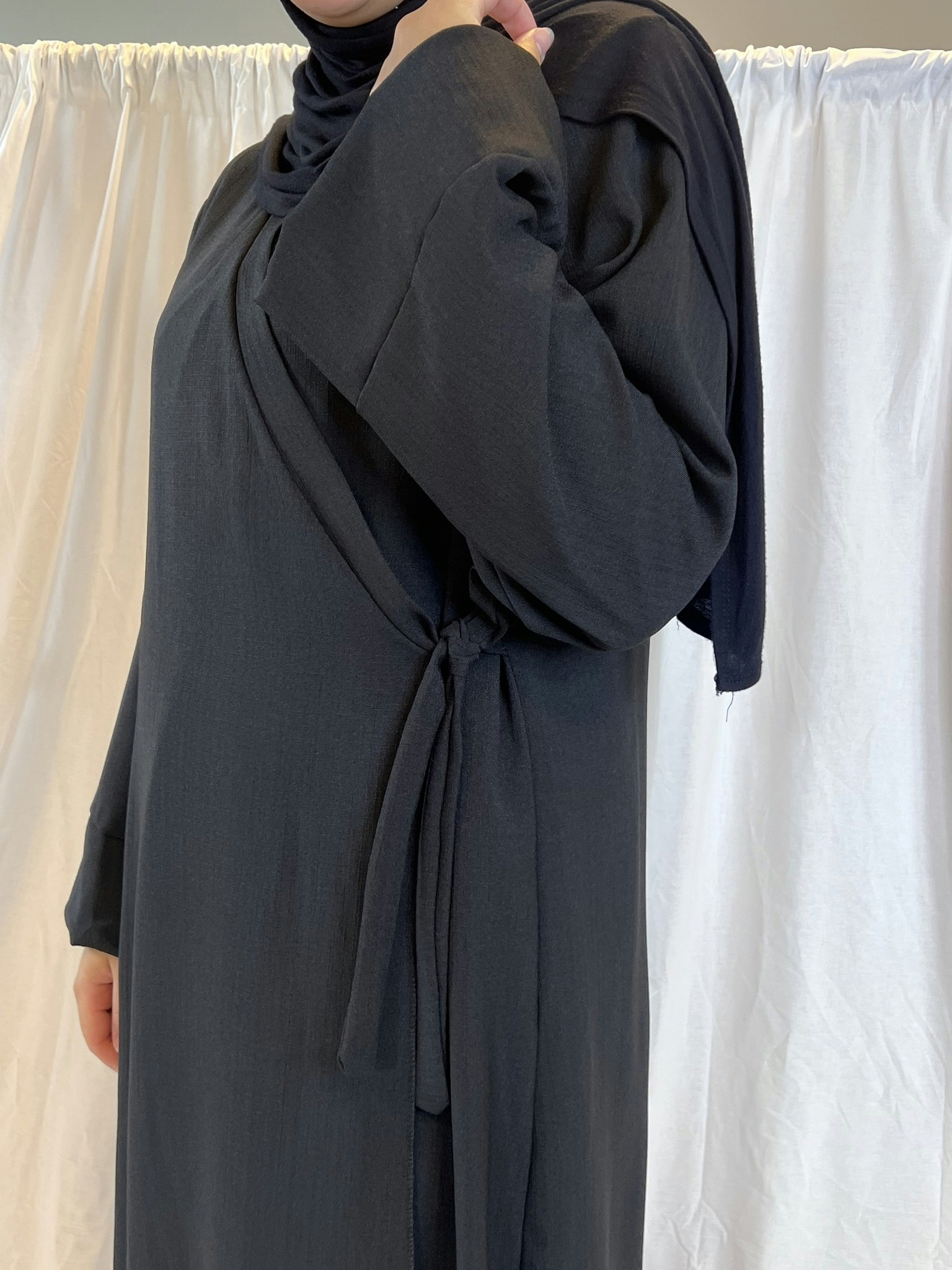 Black side wrap abaya