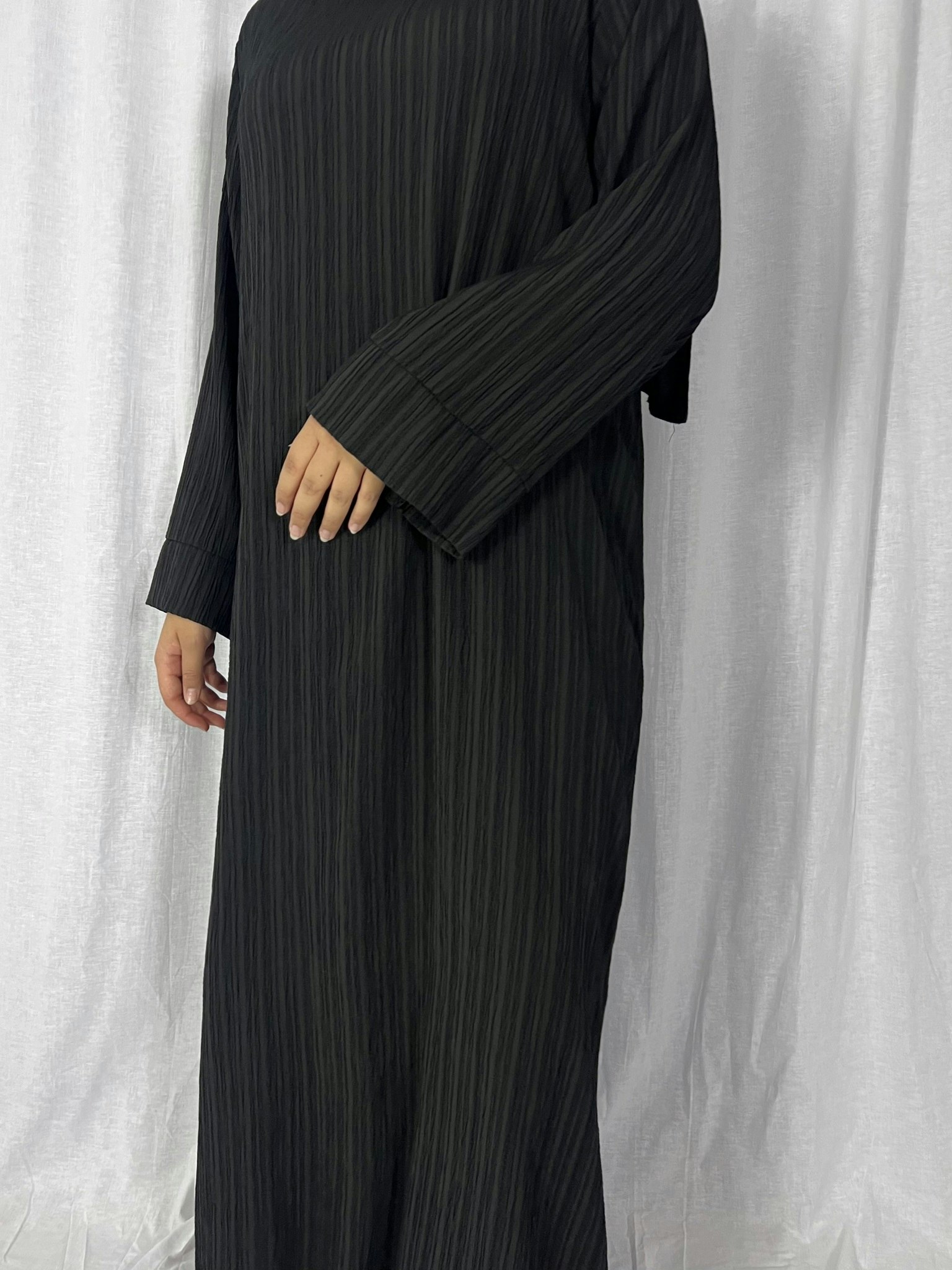 Wide sleeve abaya dress black