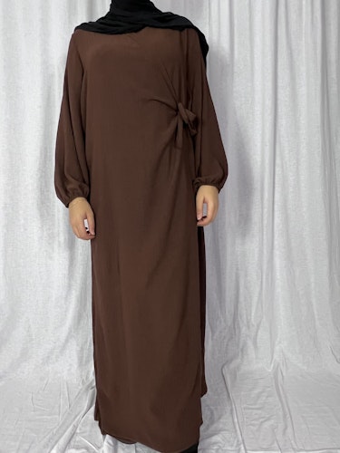 Side wrap abaya brown