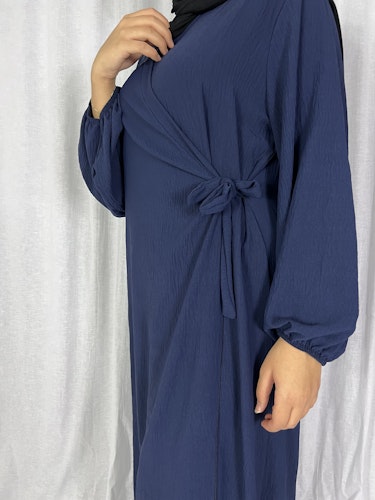 Side wrap abaya navy