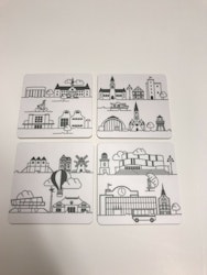 Glasunderlägg med Helsingborgsmotiv