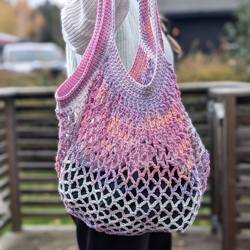 Handlenett i 100% bomull (Flerfarget)