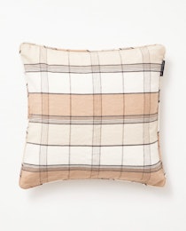 Checked Linen/Cotton Pillow Beige/White