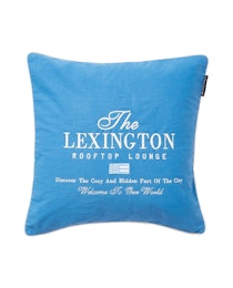 Logo Cotton Twill Pillow Blue/White