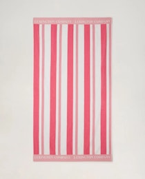 Lexington Striped Terry Beach Towel Cerise/White