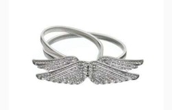 Wings full diamond stretch belt-silver