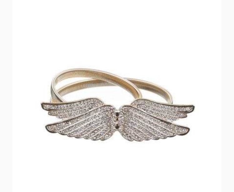 Wings full diamond stretch belt, guld.