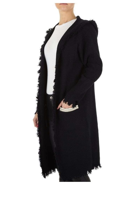 Black luxury hooded bohemian cardigan