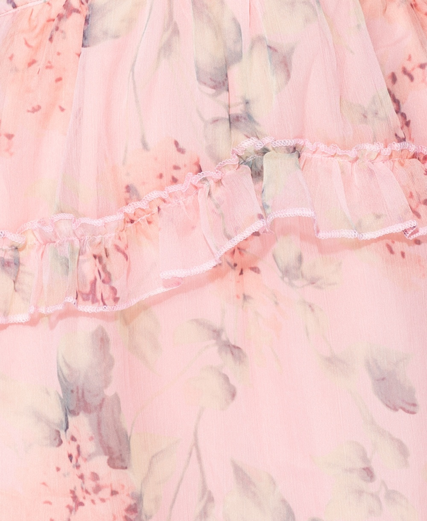 Luxury floral chiffon mini dress