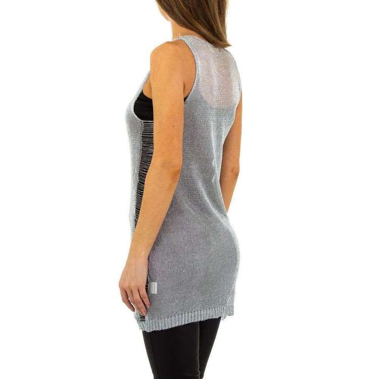 Glam collection, long silver delux ripped tank top