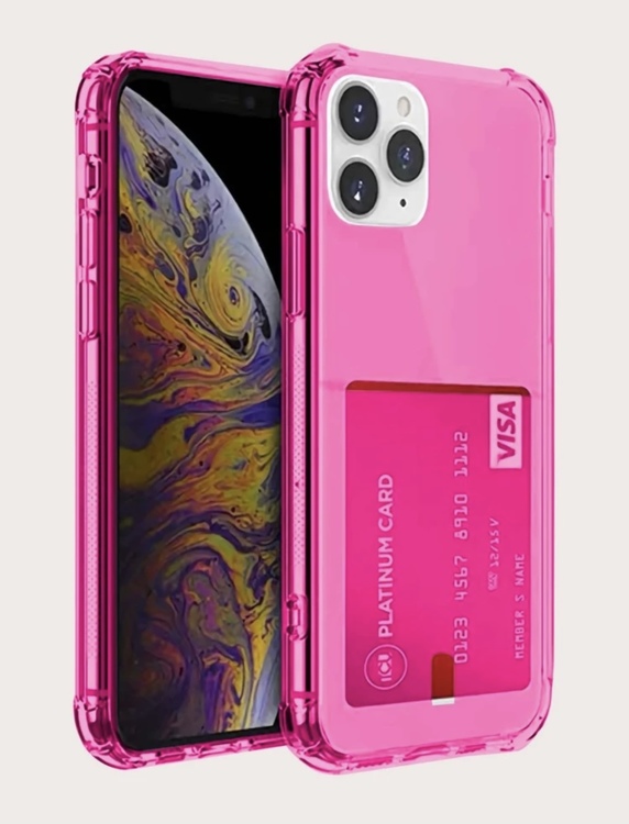 Hot pink transparent Iphone plånboksfördral