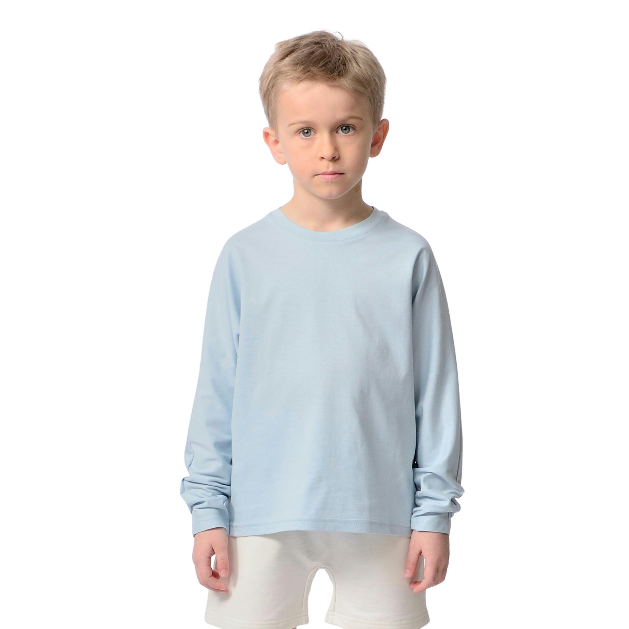 Enfärgad långärmad t-shirt blå