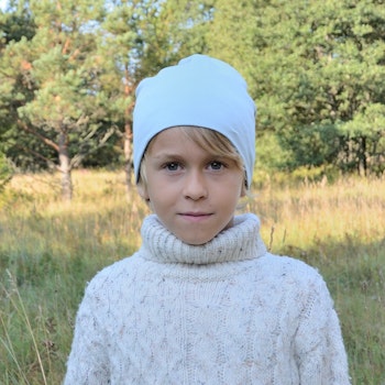 Ribbad mössa blå