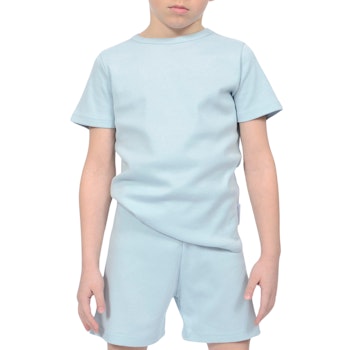 Trikåpyjamas kortärmad blå