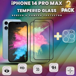 2 Pack iPhone 14 Pro Max- skärmskydd & linsskydd- härdat glas 9H