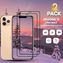 2-pack iPhone 11 Pro Max - 9H Härdat glas - Super kvalitet -3D Skärmskydd