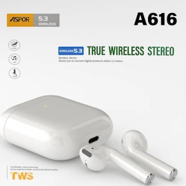 ASPOR A616 TWS trådlös Bluetooth hörlurar med Lightning kabel - Högkvalitet - Wireless charging - 5.0BT