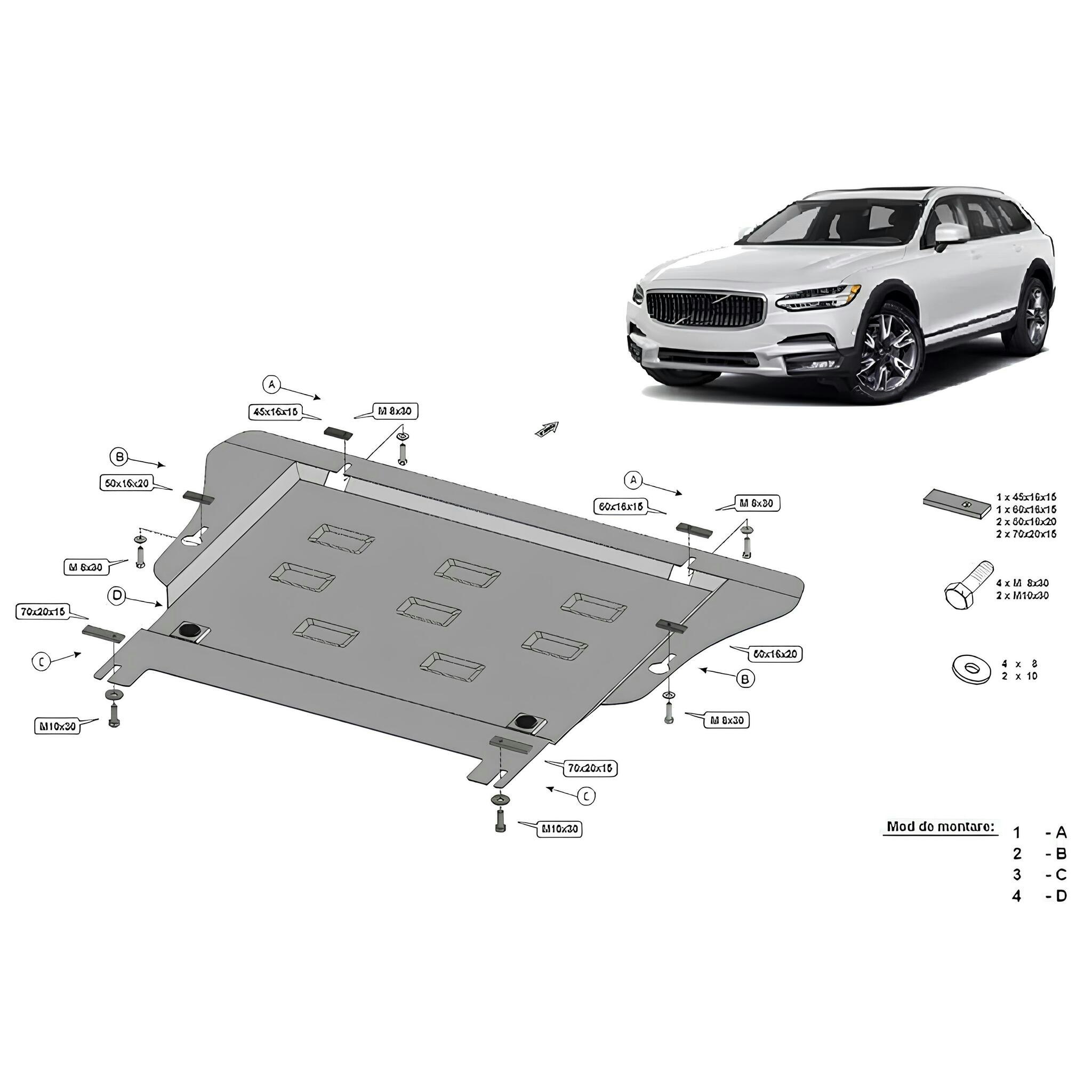 Motorskyddsplåt – Volvo V90/V90 Cross Country (2017-)