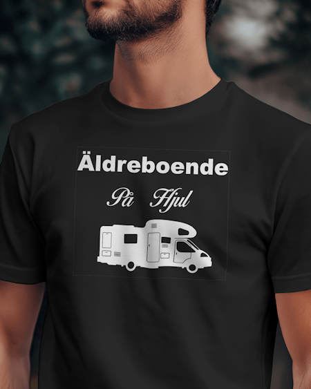 T-shirt med tryck- Äldreboende på hjul husbil