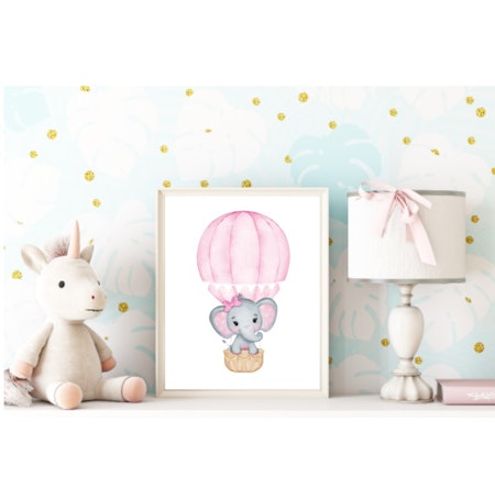 Posters Elefant i luftBallong