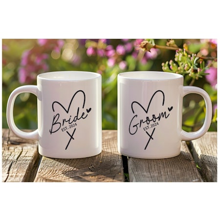 Bride & Groom Muggar 2-pack – Perfekt Bröllopsgåva