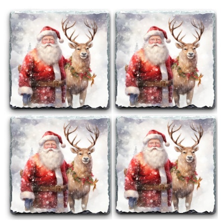 Glasunderlägg Granit Med julmotiv 4 Pack