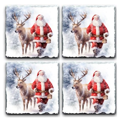 Glasunderlägg Granit Med julmotiv 4 Pack