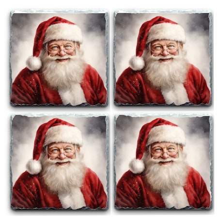 Julmotivade Glasunderlägg i Granit - 4 pack