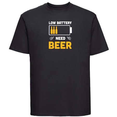T-shirt Med Tryck Low Battery Need A Beer