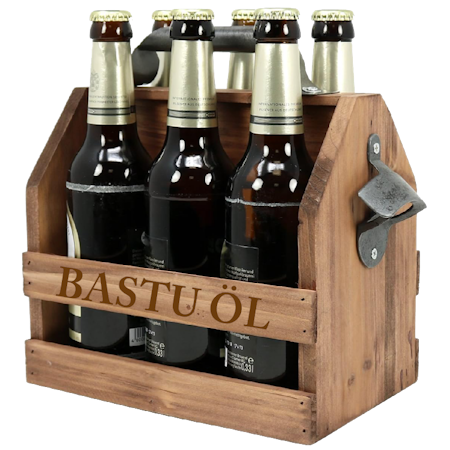 Etsad öllåda med kapsylöppnare – Perfekt till bastu & ölälskare