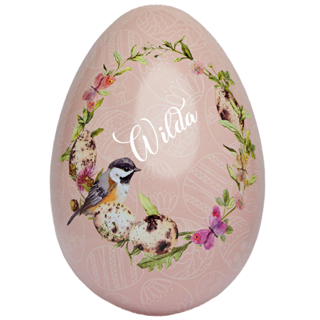 Rosa Krans – 15 cm Plåtägg med namn