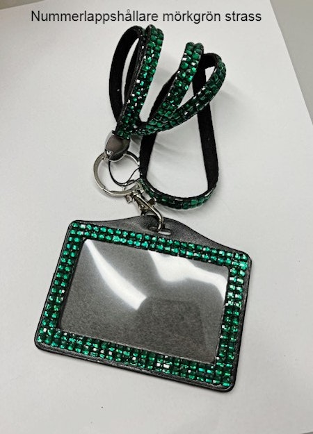 Nummerlappshållare Mörkgrön med strass