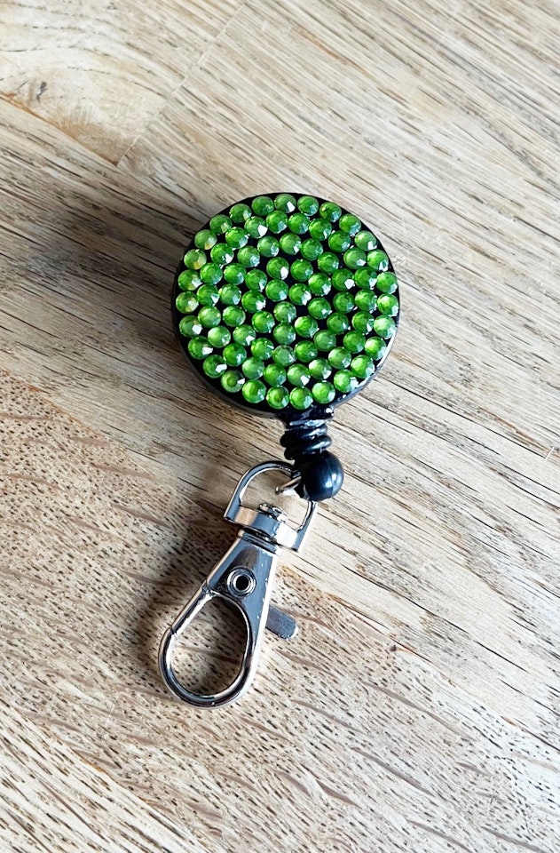 Nummerlappshållare-Nyckelhållare med strass limegrön