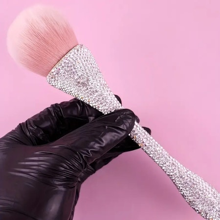 Puderborste Rhinestone bling silver