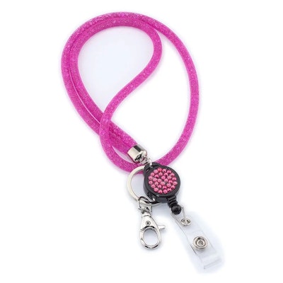Nummerlappshållare i nylon med bling cerise