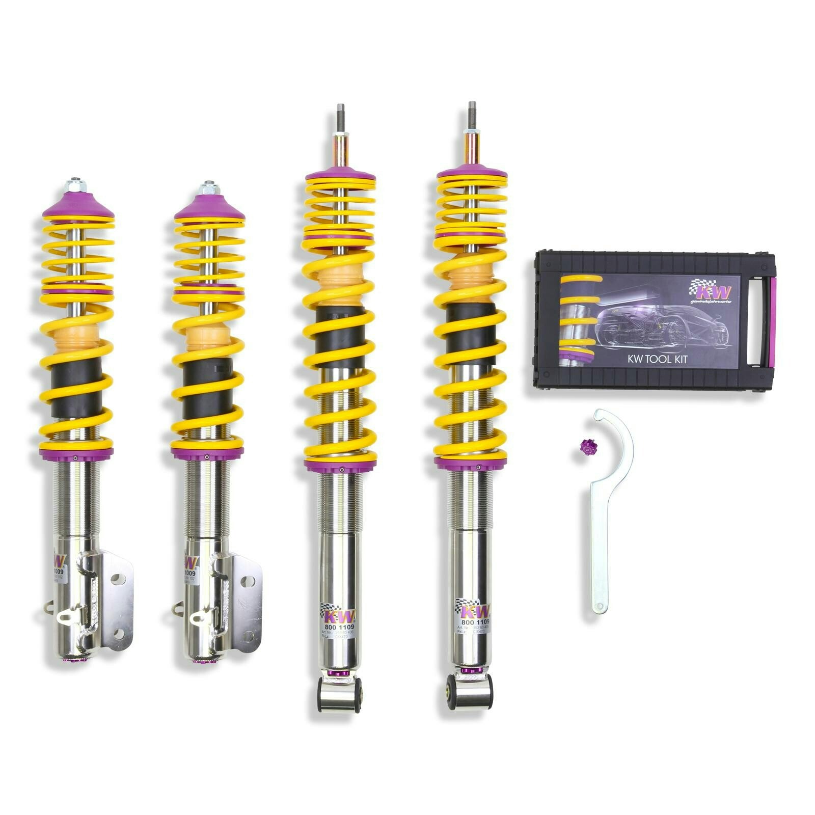 KW Inox V3  Seat Leon ST 5F Kombi;  Multilink bakaxel 2WD;  Modell med IRS stötdämpare Ø 50mm Med elektroniska stötdämpare   Vikt fram -965 kg Vikt bak-965 kg