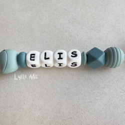 Napphållare med namn LITTLE BIRD - Grey Blue- Arctic Blue / White