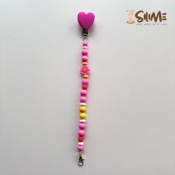 BADGEHÅLLARE med clips- Boho Flower Cotton Candy