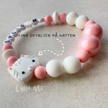 ARMBAND Twist a pet med NAMN White/Pink