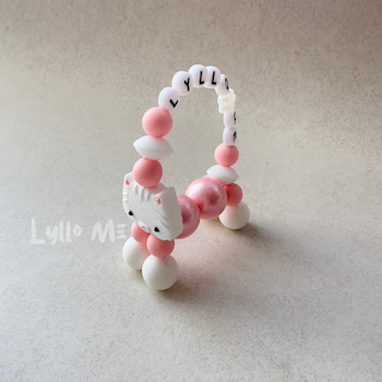 ARMBAND Twist a pet med NAMN White/Pink