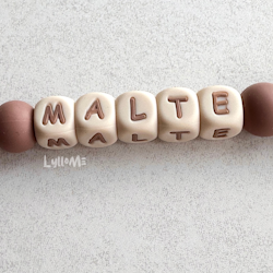 Pacifier holder with name Brown/Beige/WHEAT