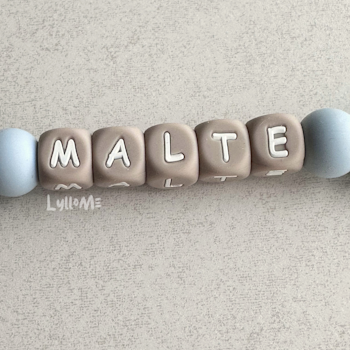 Napphållare med namn Flennelblue-Icy blue /TAUPE