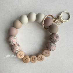 NYCKELARMBAND FLOWERS  Wool/Cappucino MAMMA